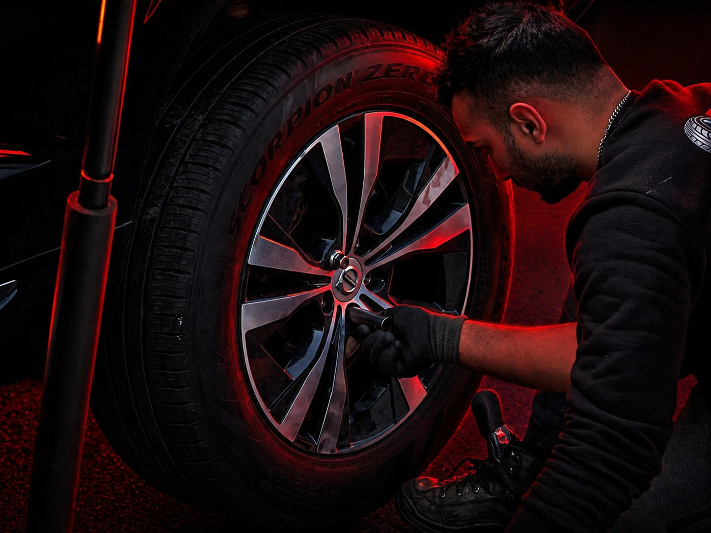 Torque wrench on alloy wheel
