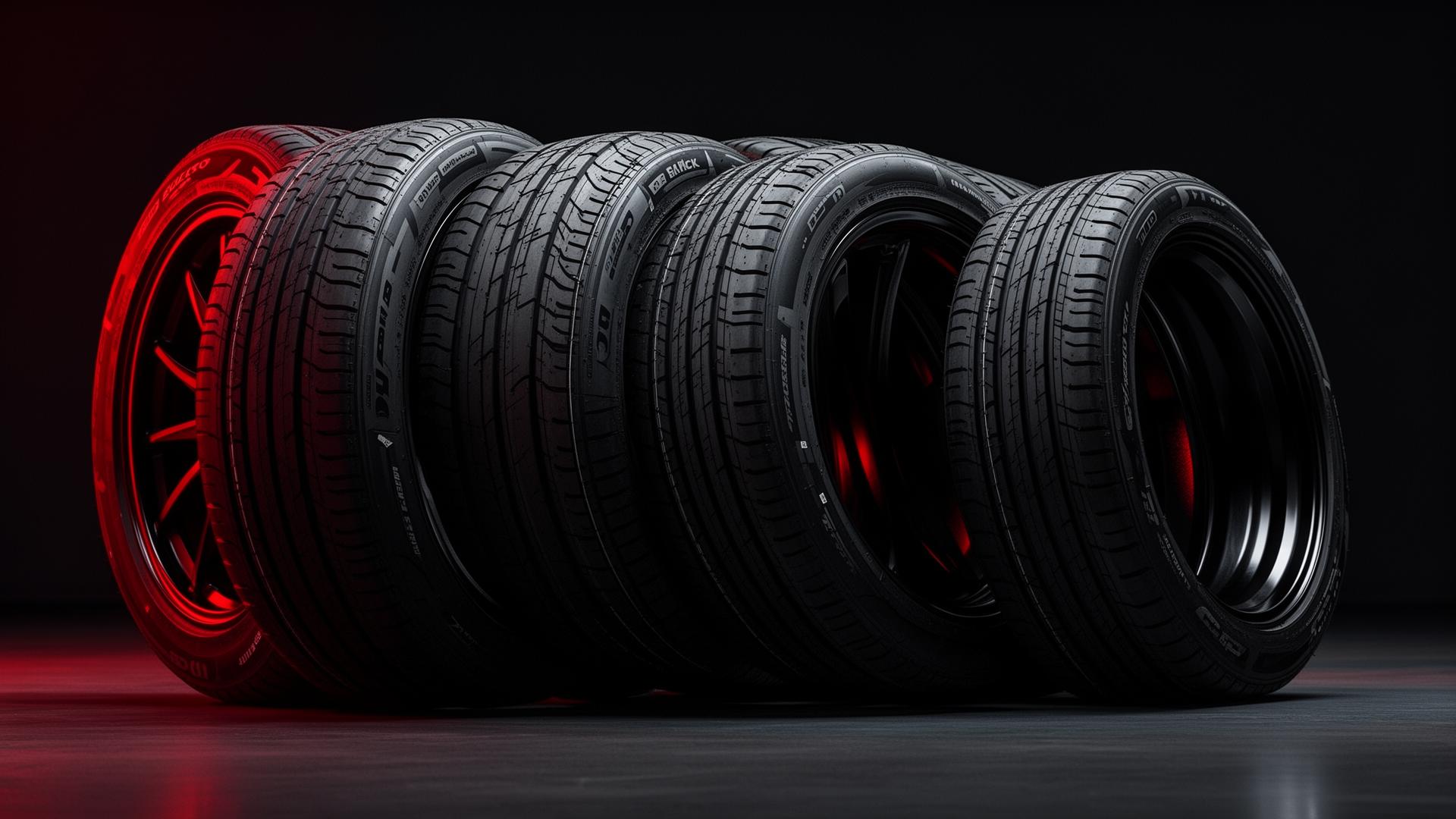 Set of brand new car tires from premium brands ready for mobile delivery and installation across the Greater Toronto Area